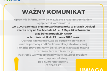 Komunikat GOAP 11.03.2020