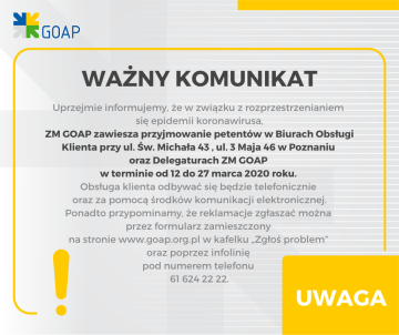 Komunikat GOAP 11.03.2020