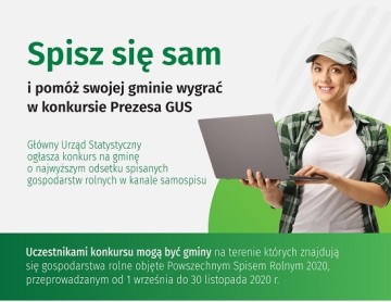 Plakat - Konkurs Prezesa GUS na gminę o najwyższym odsetku spisanych gos...