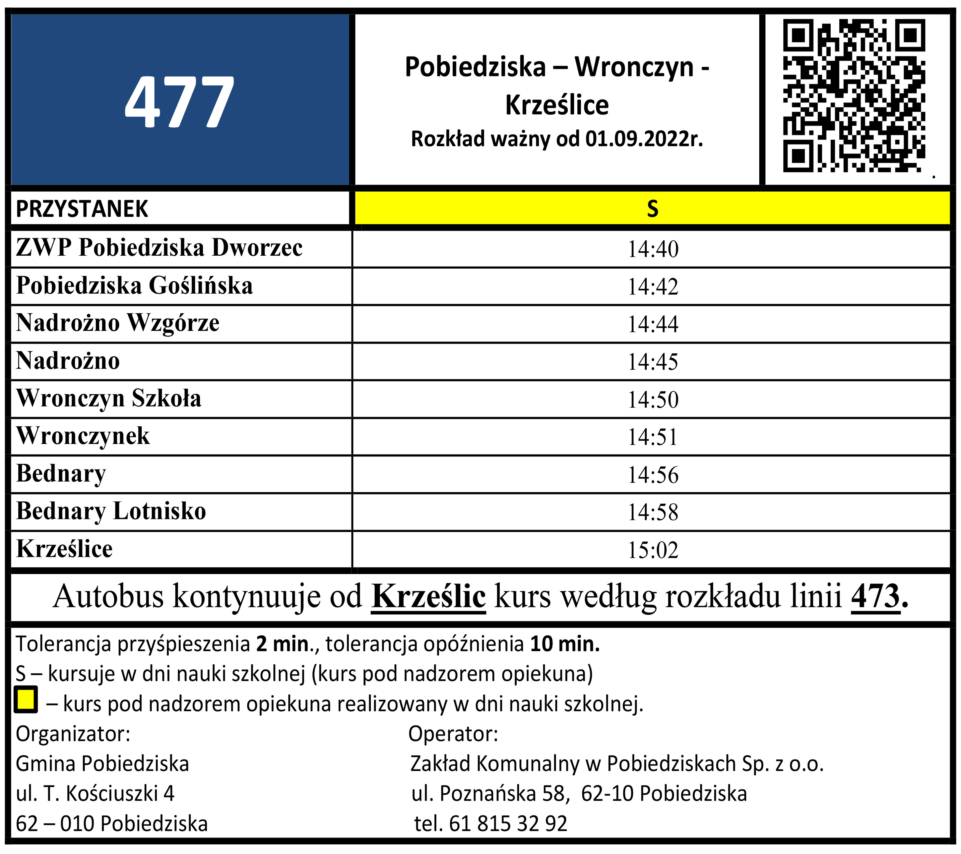 477 Pobiedziska - Wronczyn - Krześlice od 01.09.2022