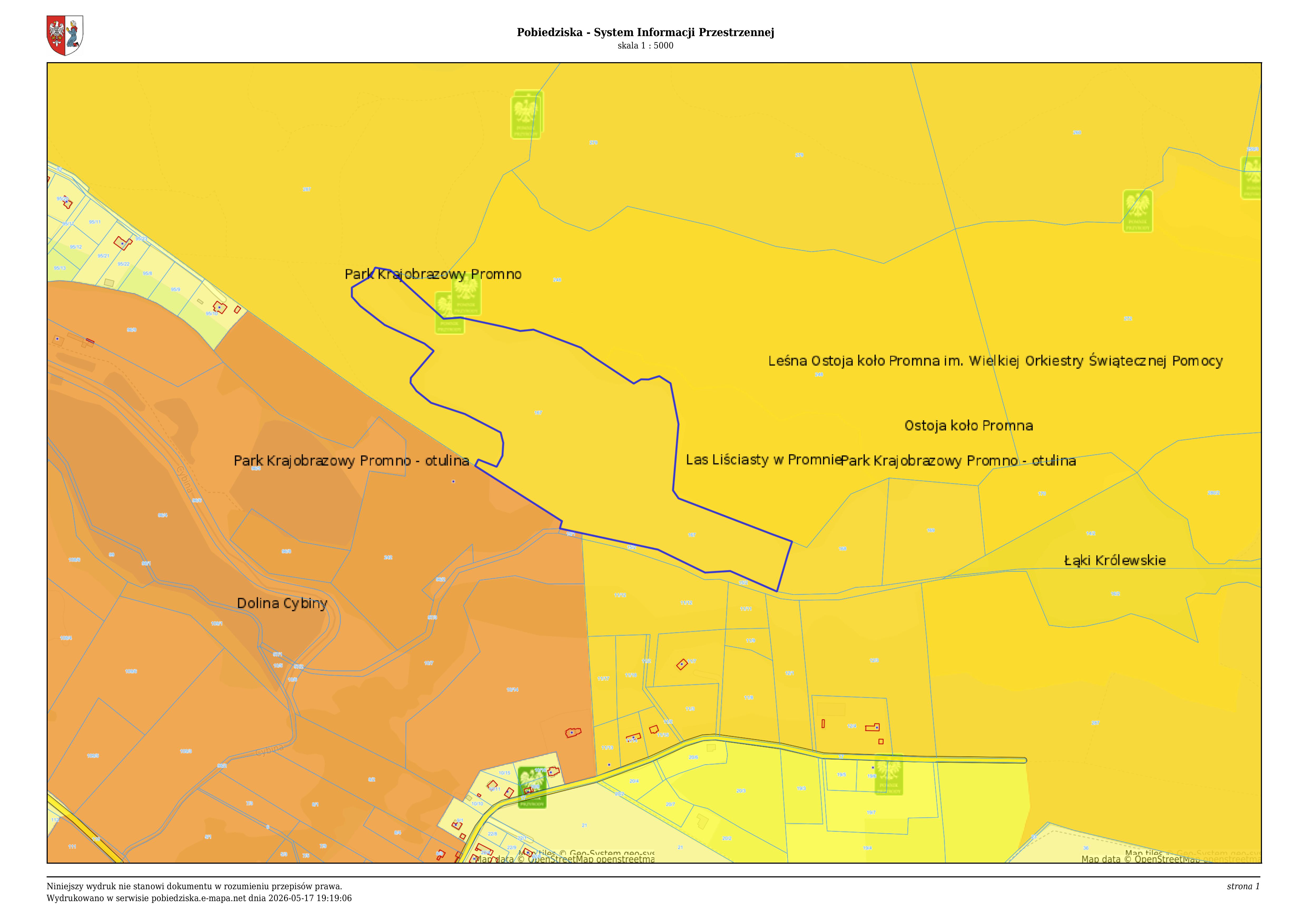 mapa z wybranym terenem