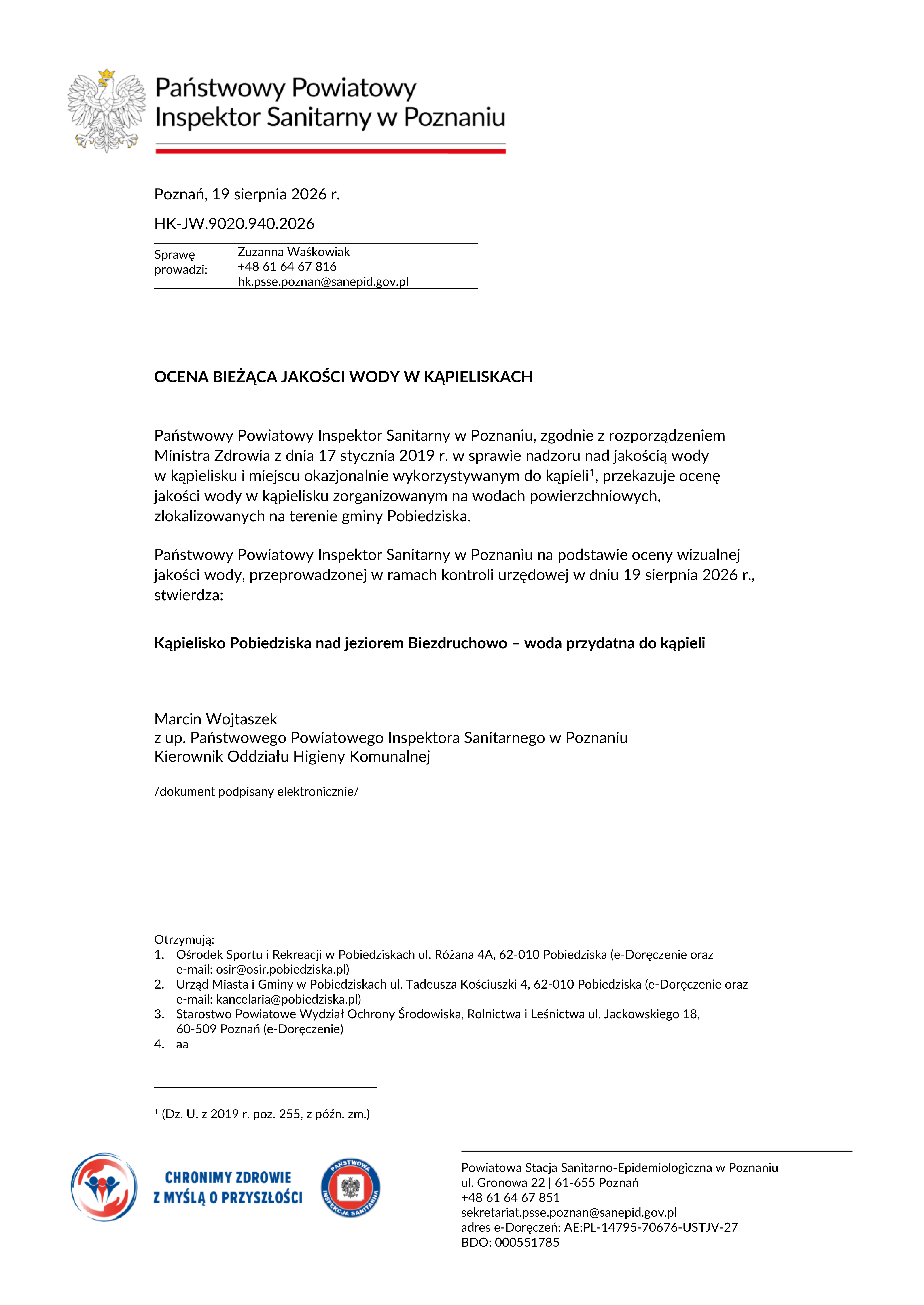 OCENA_BIEŻĄCA_KĄPIELISKO_POBIEDZISKA_ZWA 19.08