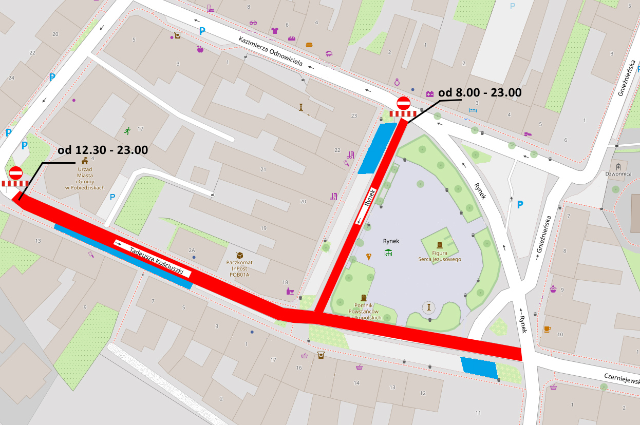 mapka zamknieta ulica Dożynki 2026 ok 1